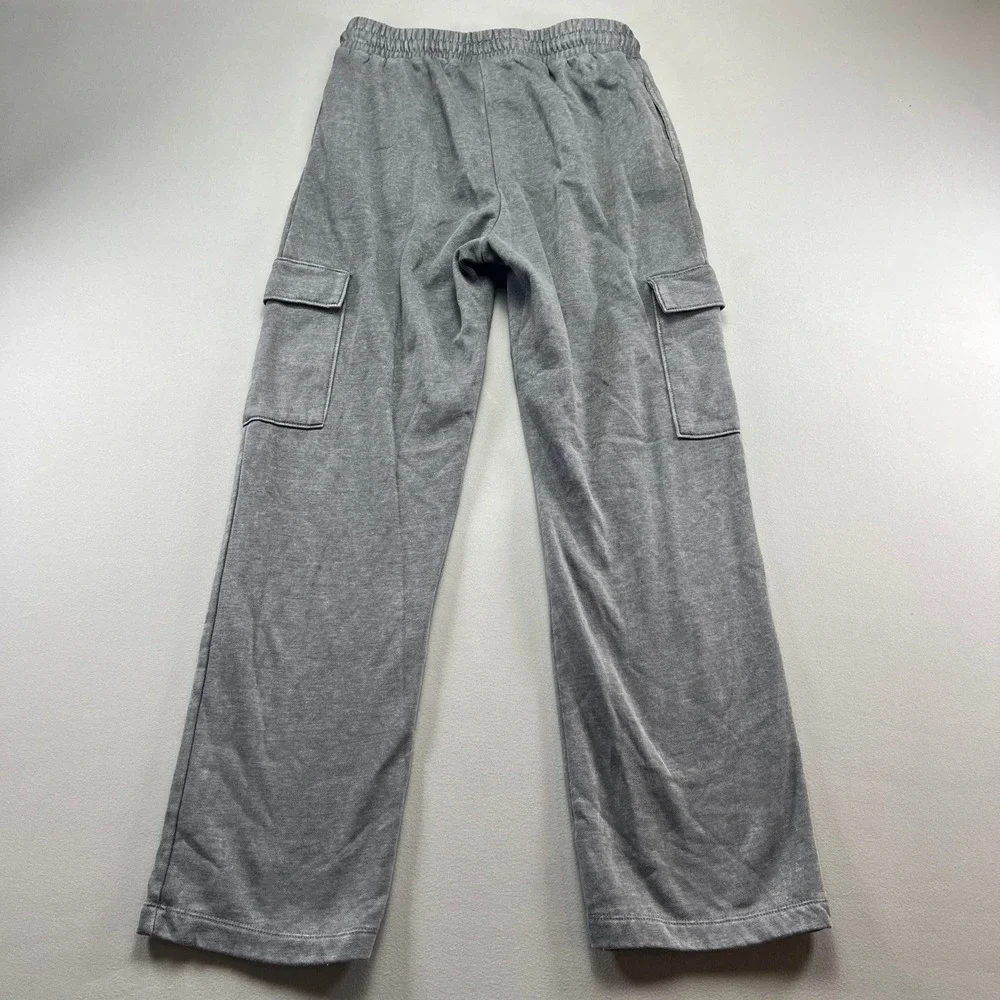 No Boundaries Sweatpants Womens S (4-6) Heather Gray Fleece Lined Cargo Pockets